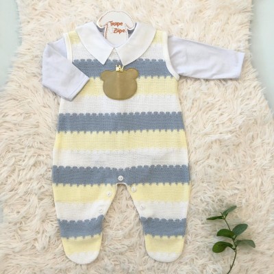 Macacão de Linha  Hugo Azul e Amarelo